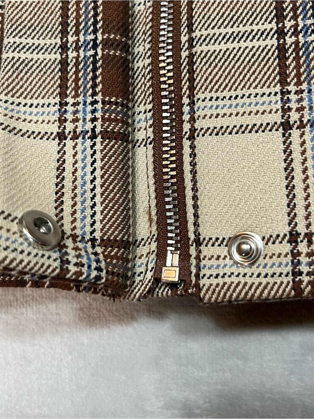 Christian Lacroix Plaid Cropped Jacket Brown Cream Velvet Collar Women Size 6 - Picture 9 of 16